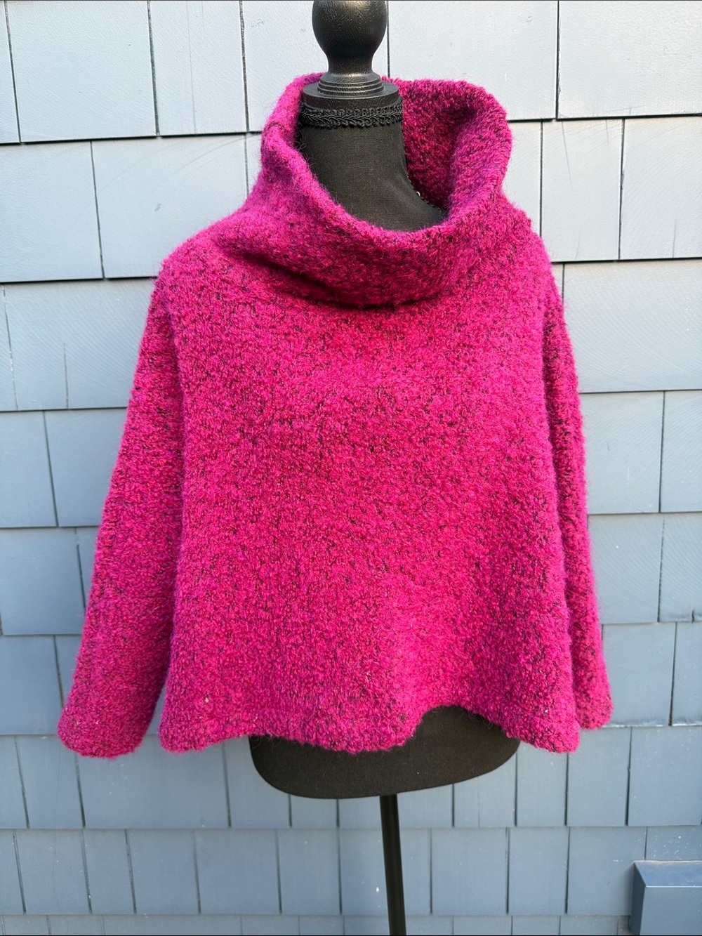 bryn Walker Magenta Bouclé Cowl Neck Sweater XS cropped
